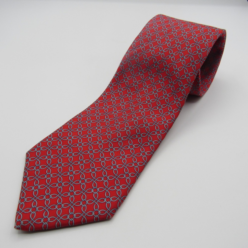 Brooks Brothers Silk Tie Mens OS Red Interlocking Chain Link Pattern